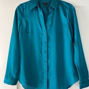 Ann Taylor Women's Teal Button Down Shirt